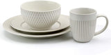 Market Finds 16 Piece Round Stoneware Dinnerware Set in Embossed White