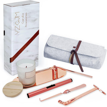 Exquisite Candle Accessories Tool Pack Bag, Rechargeable Electric Lighter, Wick Trimmer, Dipper, Snuffer and Tray