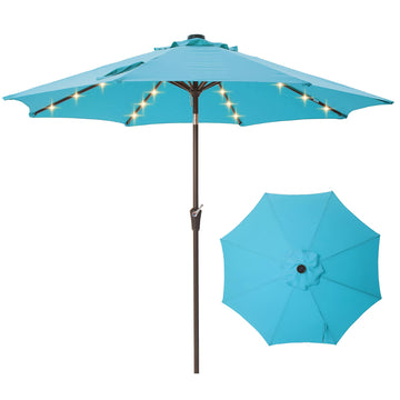 9' Patio Umbrella Outdoor Umbrella with lights Patio Light Blue