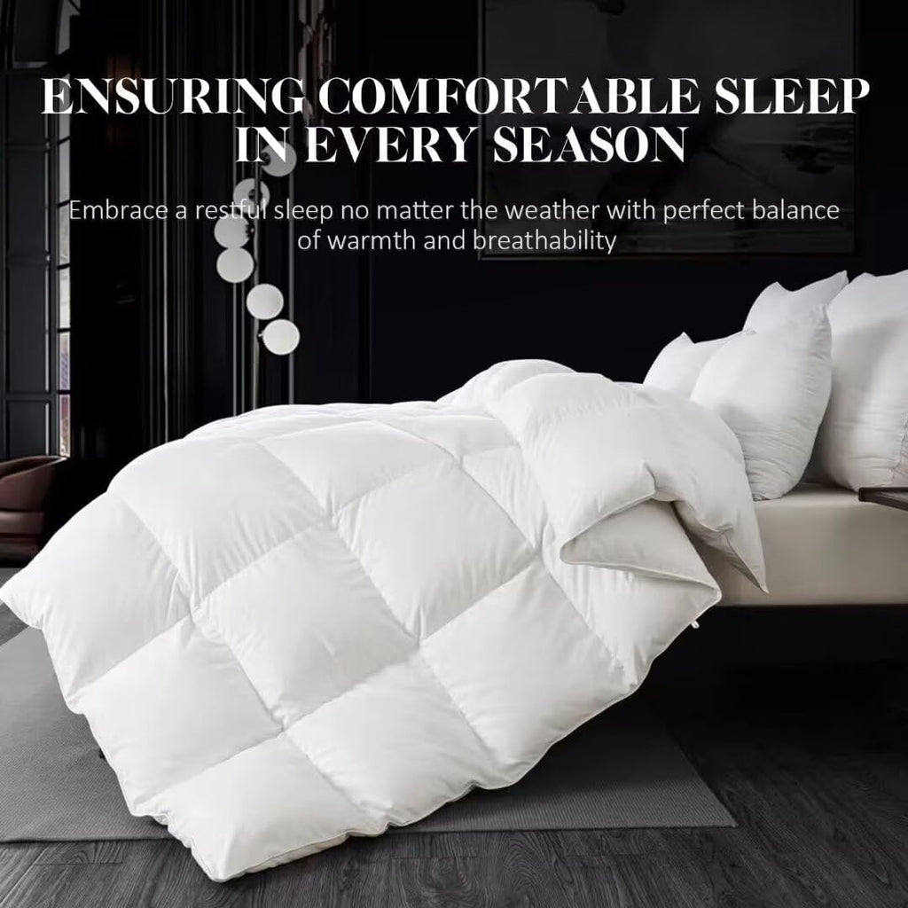 Feather Down Fiber Comforter King, All Season White Down Feather Duvet Insert