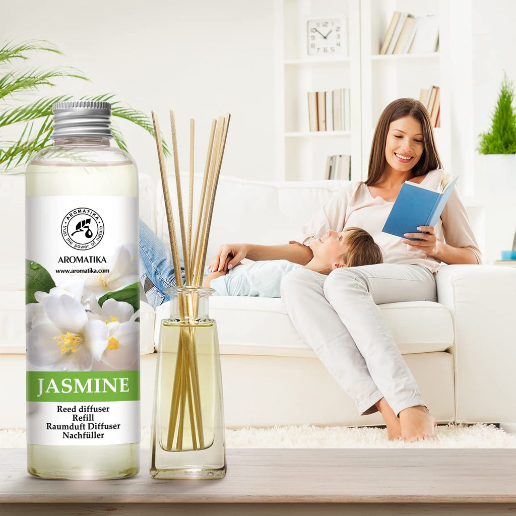 Jasmine Essential Oil 200ml - Natural Reed Diffuser Refill for Long-Lasting Fragrance - Jasminum Officinale Oil - Air