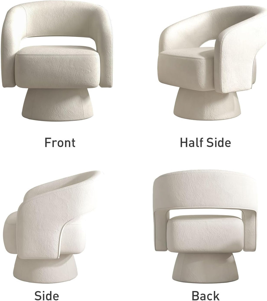Swivel Barrel Chair, Set of 2 Velvet Accent Armchair 360 Degree Swivel Club Chair Bedroom Reception Room, Beige