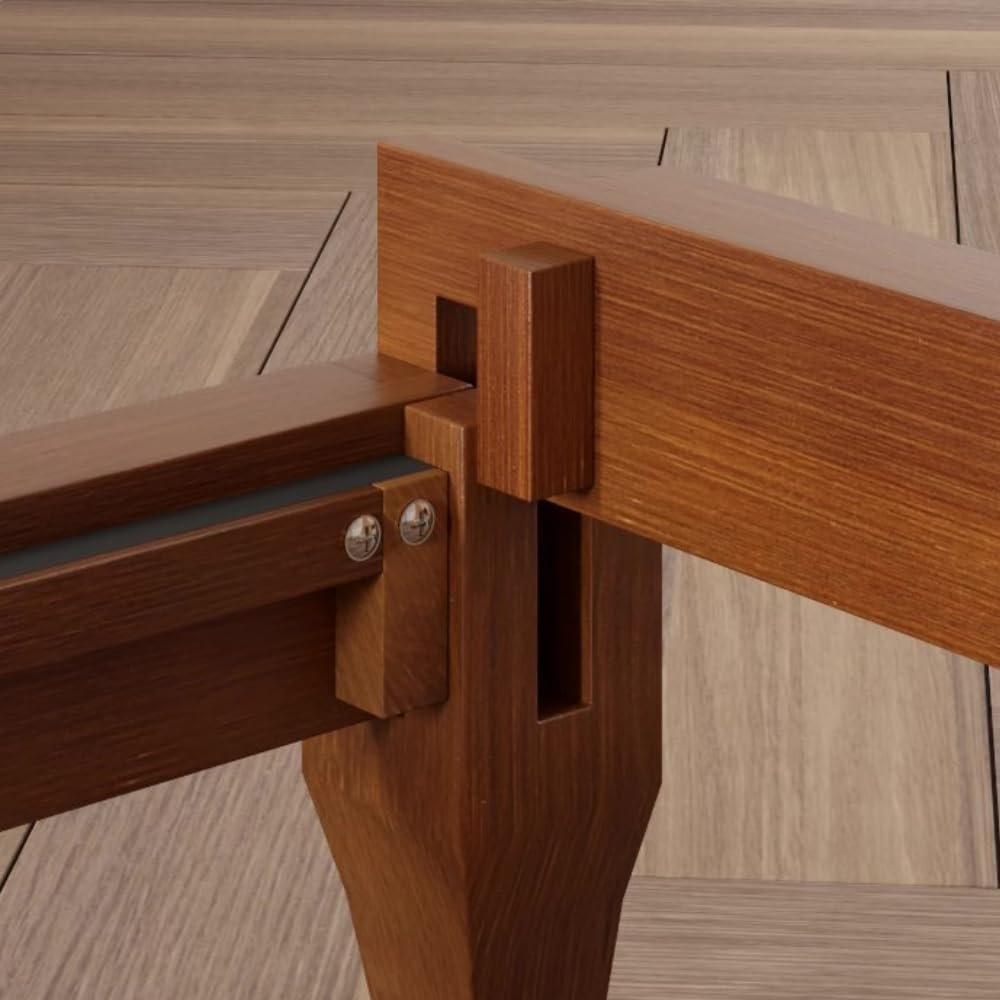 Modern Bamboo Japanese Joinery Queen Bed Frame, Tools Free, Brown