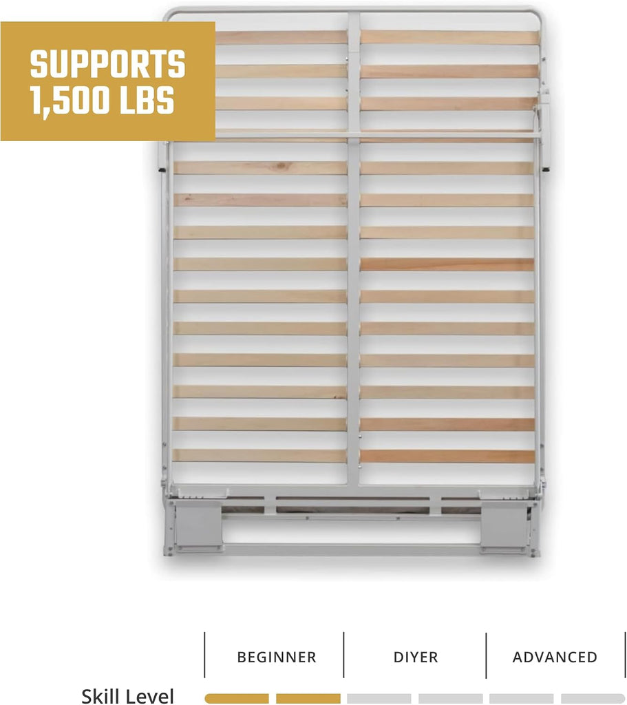 Murphy Bed Frame (Queen) Vertical Wallbed, Powder-Coated Steel Frame for Folding Cabinet, Pull-Out Bed, Hidden