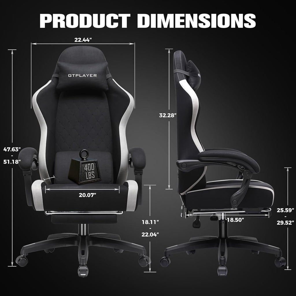 Gaming Chair, Ergonomic Computer Chair with Footrest and Lumbar Support, High Back Recliner Chair 350lbs, Height