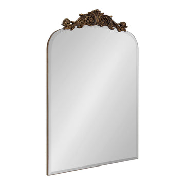 Arendahl Beveled Frameless Arch Mirror, 20 x 30, Antique Gold, Arched Baroque Mirror Decor Vanity, Bedroom, or