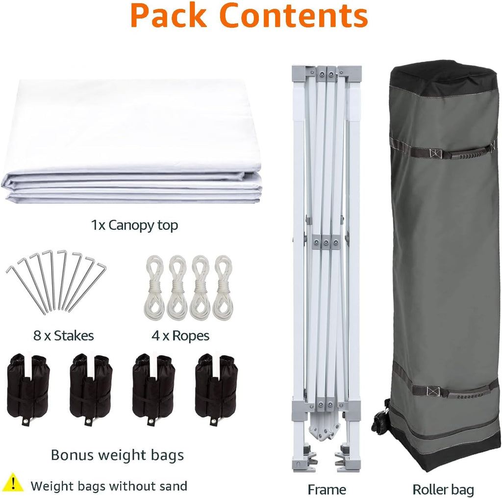 Outdoor Pop Up 10 x 10 Canopy Tent for Events, Portable with Easy Setup, Sun Shelter, Includes Wheeled Carry Bag