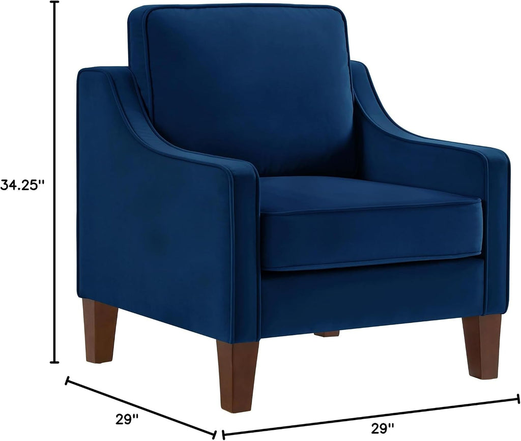 29" Modern Armchair,Living Room Single Seat Sofa,Upholstered Velvet Chair,with Wooden Legs, ,Navy