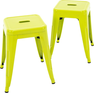 18 inch Industrial Metal Bar Stools, Counter Height Industrial Stools, Stackable Backless Design Island, Bar & Patio