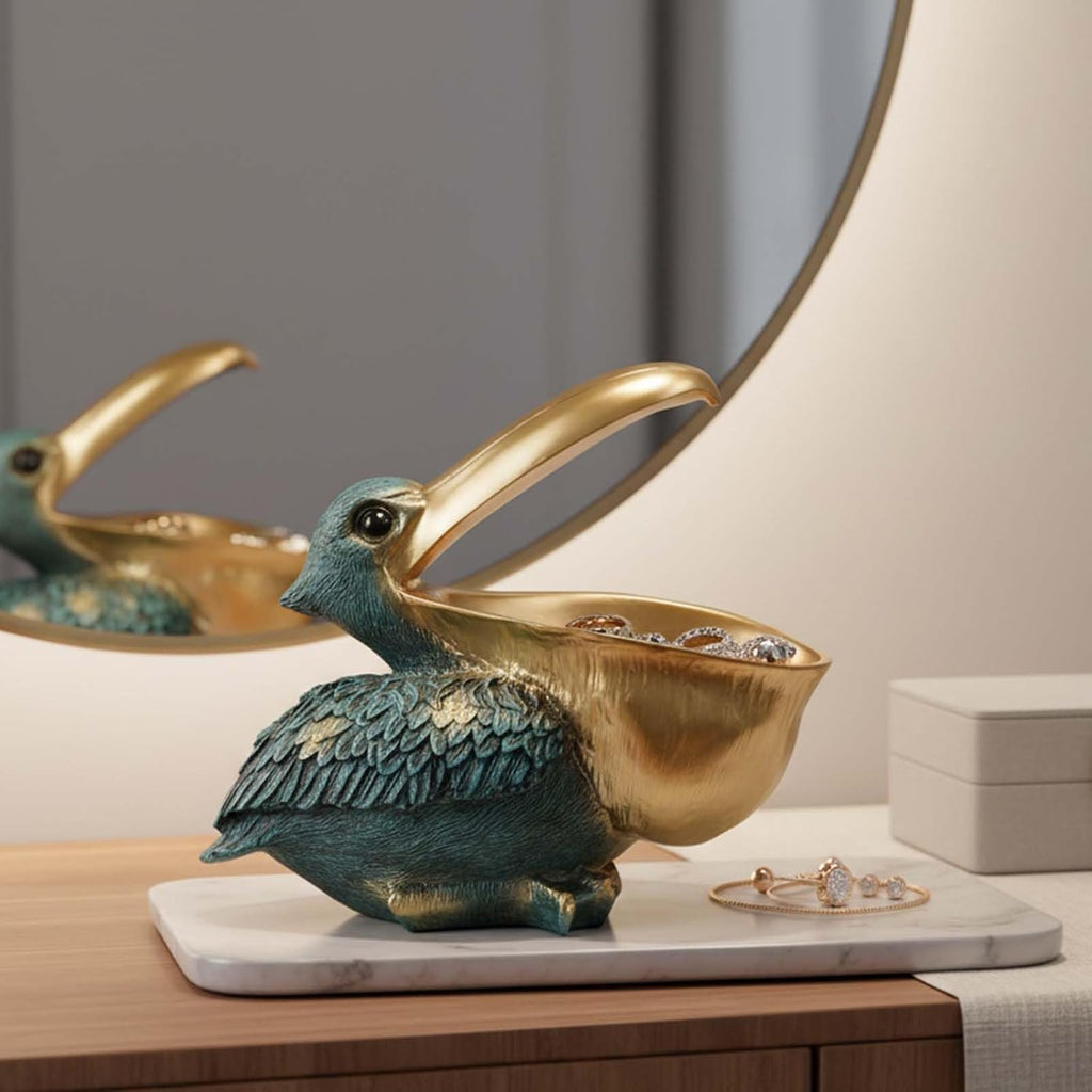 Pelican Key Holder Statues,Fun Animal Hippo Candy Dish,Candy Dish Desk Unique,Modern Key Holder for Pelican