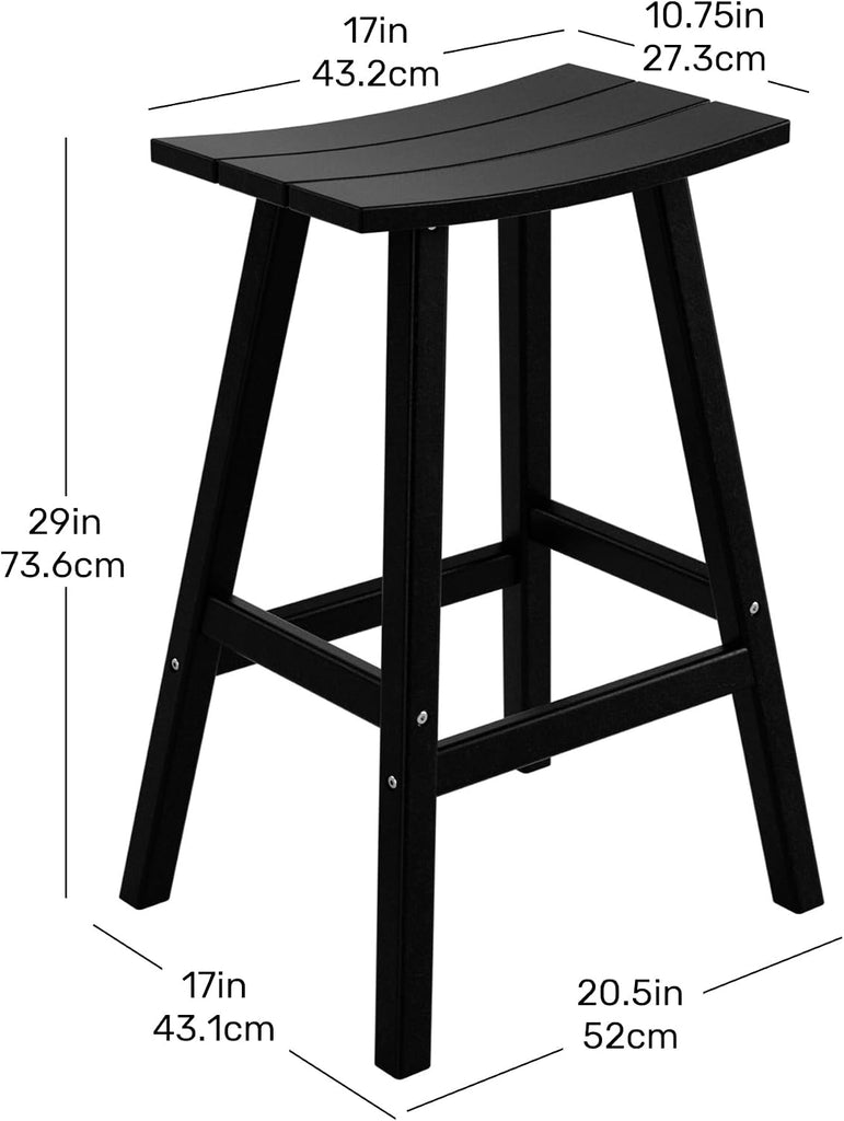 All-Weather Bar Stools Set of 3, 29" Height Outdoor Bar Stools, Adirondack Poly Patio Bar Stool Counter and Garden