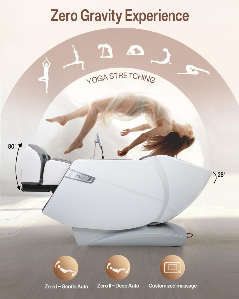 4D Massage Chair Full Body, Zero Gravity Shiatsu, Body Scan, White | 23 Modes Shiatsu Massage Chair Built-in Heat