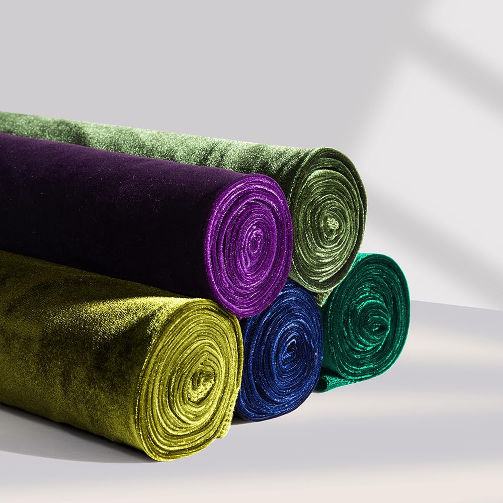 Light Olive Green Velvet Fabric by The Yard, 1 Yard, 60" Wide