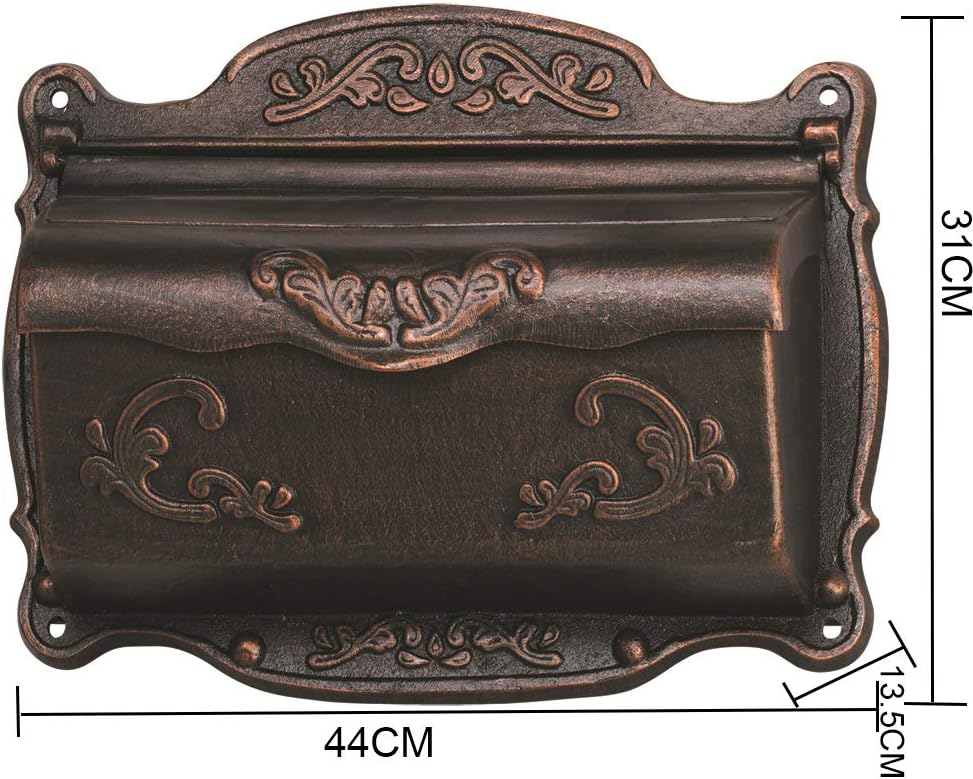 Antique Bronze Finishing Cast Aluminum Wall Mounted Mailbox, Weather-Resistant
