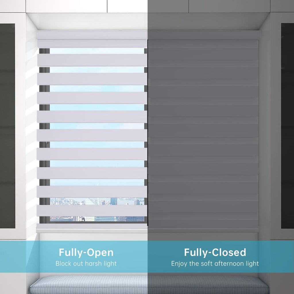 Custom Zebra Blinds for Windows, Cordless Zebra Blinds Custom Size, Blackout(85%) Custom Zebra Shades, Dual Layer