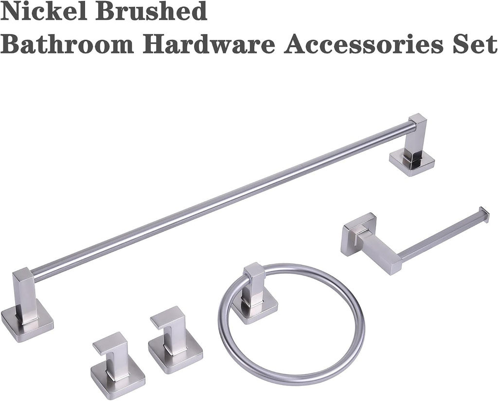 5 Piece Bathroom Hardware Accessories Set Brushed Nickel,24 Inch Towel Bar Set,Towel Rack Set,Bathroom Towel Holder