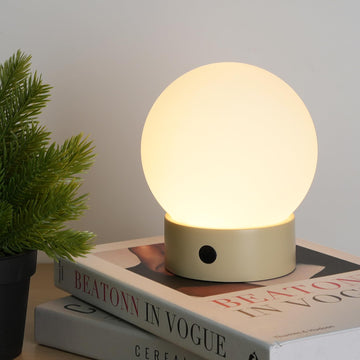 Small Shower Lamp Waterproof, Cordless Globe Table Lamp (Khaki)