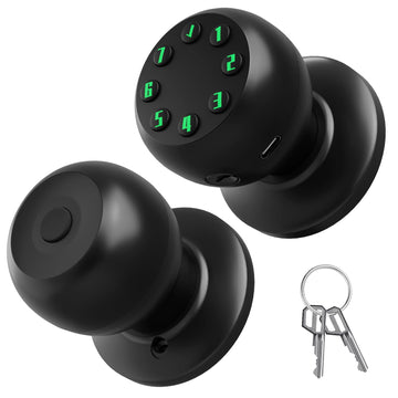 Smart Keypad Door Knob, Keyless Entry Door Lock with Auto Lock and Low Battery Alert, 50 User Codes, Easy