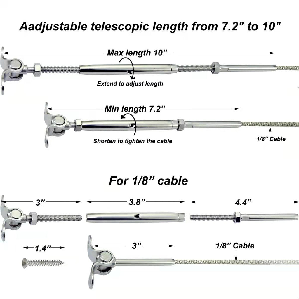 Cable Railing Hardware, 30 Pairs Stainless Steel Cable Railing Kit, for 1/8 Cable Railing System, T316 Marine Grade