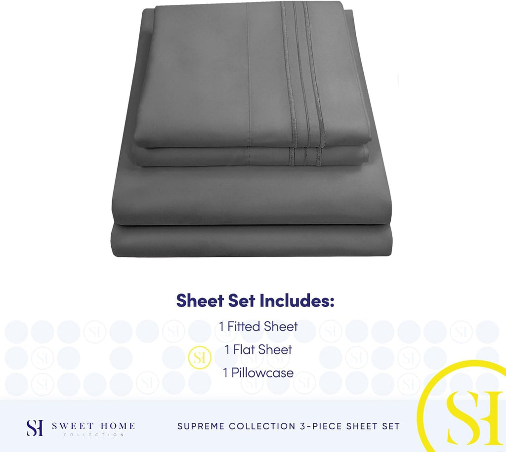 Queen Bed Sheets - Breathable Luxury Sheets with Full Elastic & Secure Corner Straps Built In - 1800 Supreme