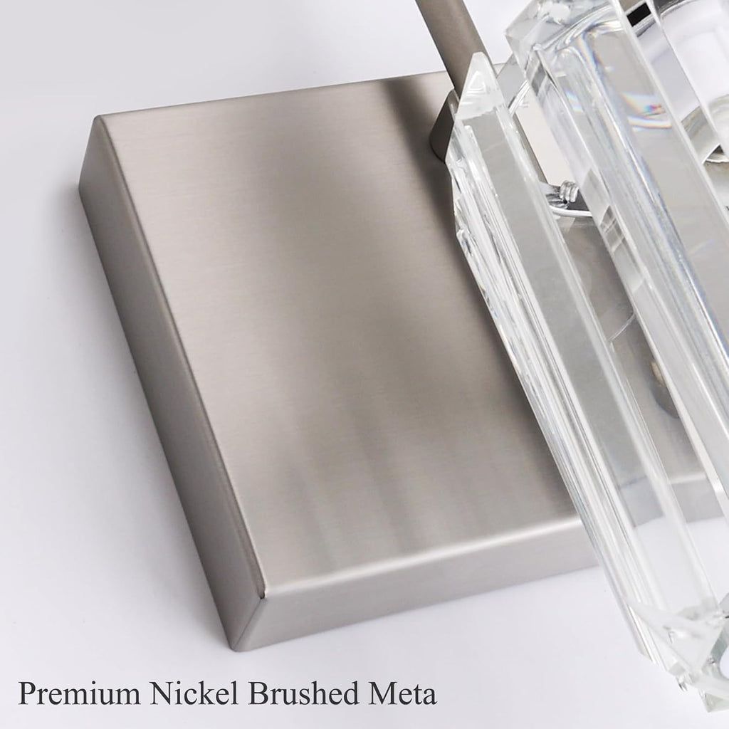 Brushed Nickel Vanity Light Crystal 3-Light Modern Bathroom Light Fixtures