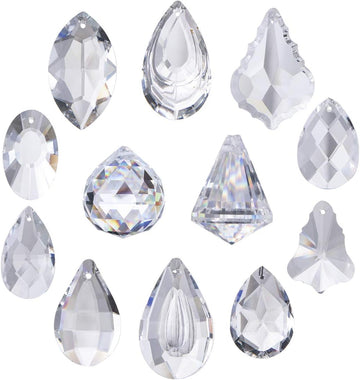 12 Pcs Clear Crystal Prism Pendants Chandelier Lamp Parts Suncatcher Decor - Clear Prism Pendants Chandelier Lamp