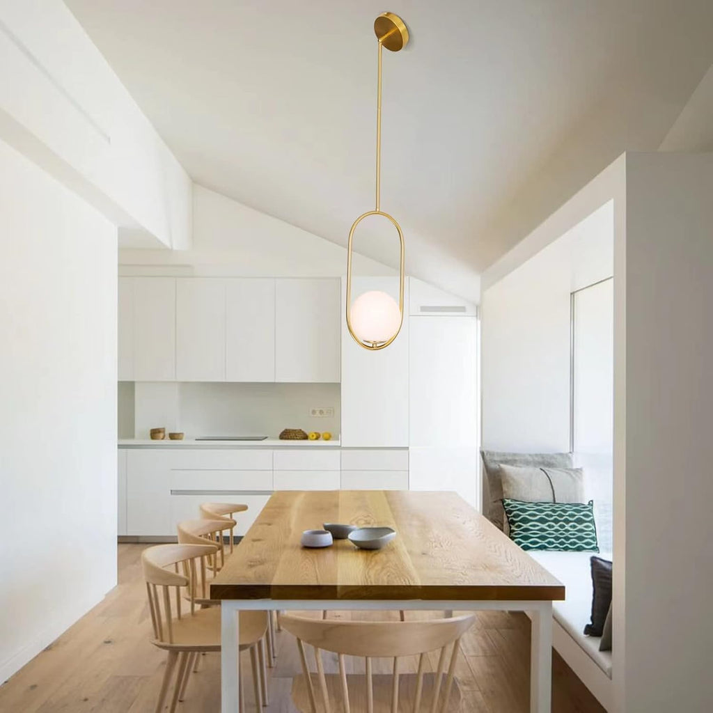 Modern Pendant Lighting Gold Globe Pendant Light Fixture,Mid Century Chandelier One Light Hanging Fixture for Kitchen
