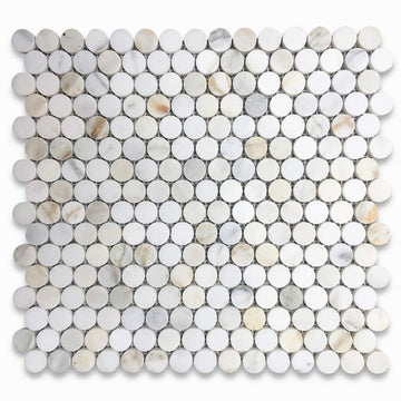 Calacatta Gold Marble 3/4 inch Penny Round Mosaic Tile Honed Kitchen Bath Wall Floor Backsplash Shower (1 Sheet)