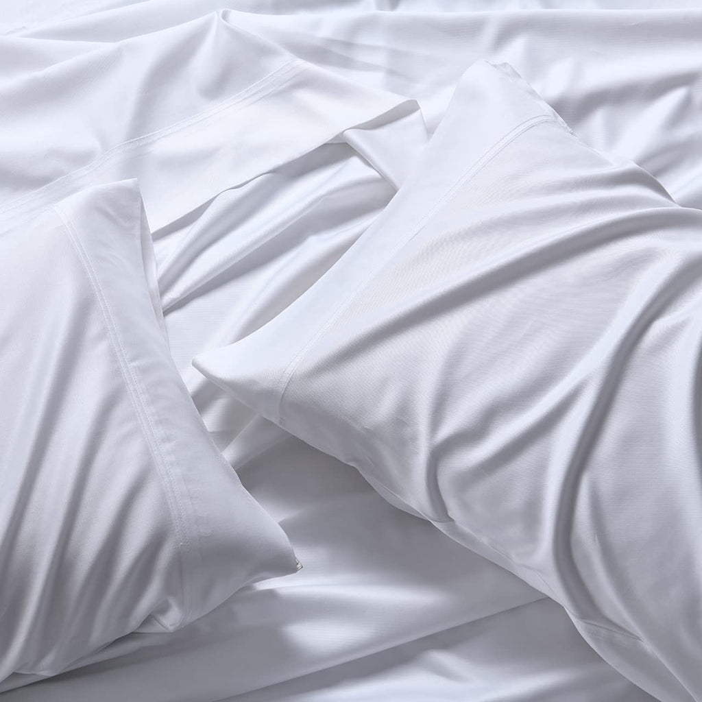 Split King 600 TC 100% Viscose from Bamboo Sheets Set, White