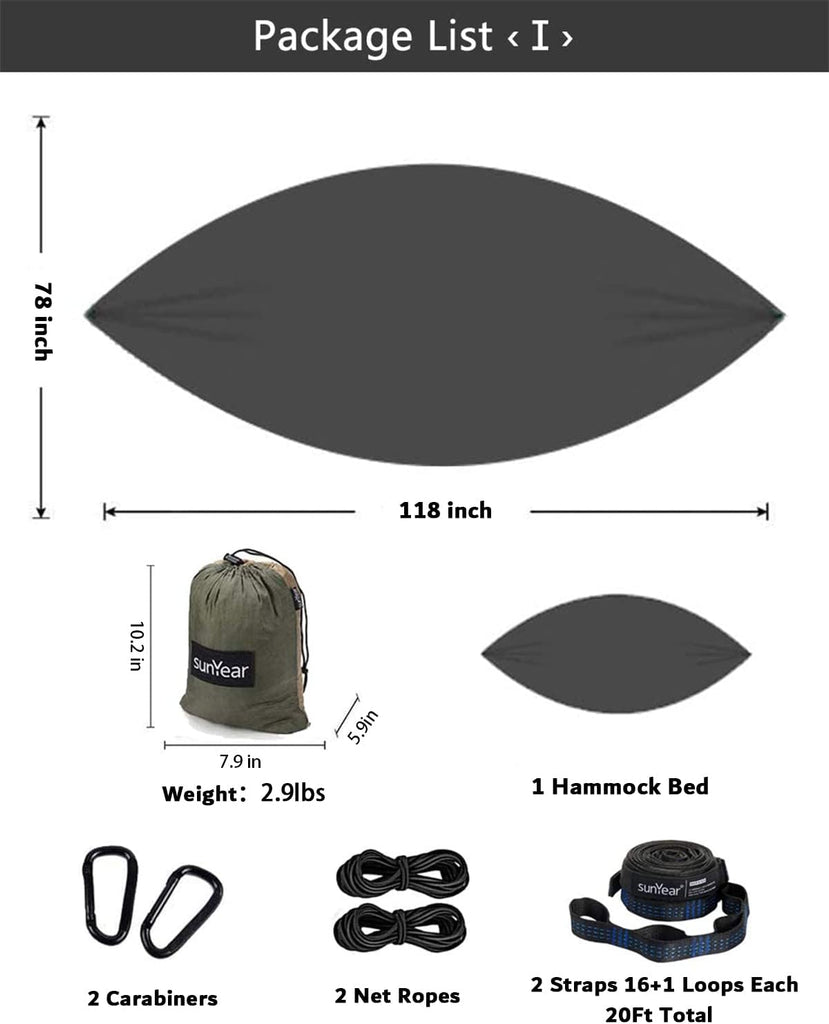 Hammock Camping with Rain Fly Tarp and Net, Portable Camping Hammock Double Tree Hammock Outdoor Indoor Backpacking