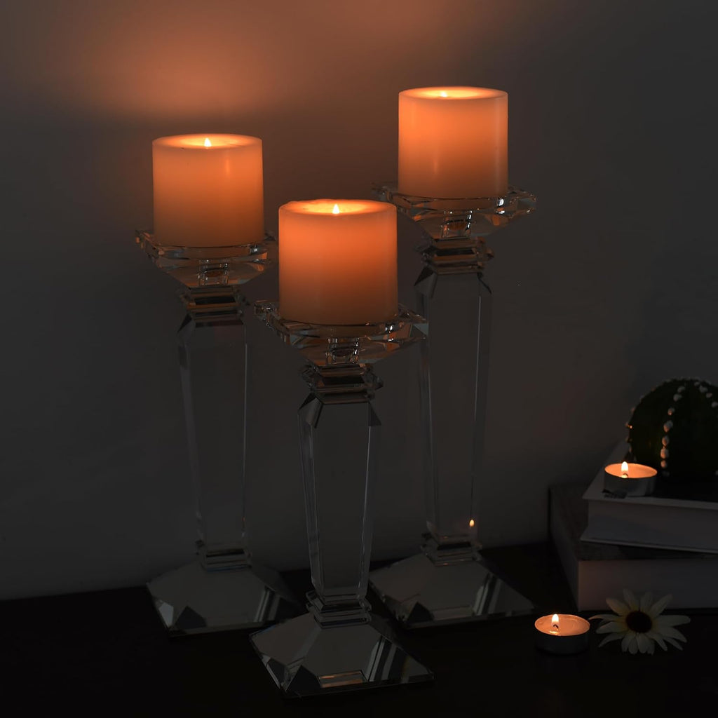 Crystal Candlestick Holders Hand Cut Crystal Taper/Pillar Candle Holders, Table Centerpieces for Party Wedding