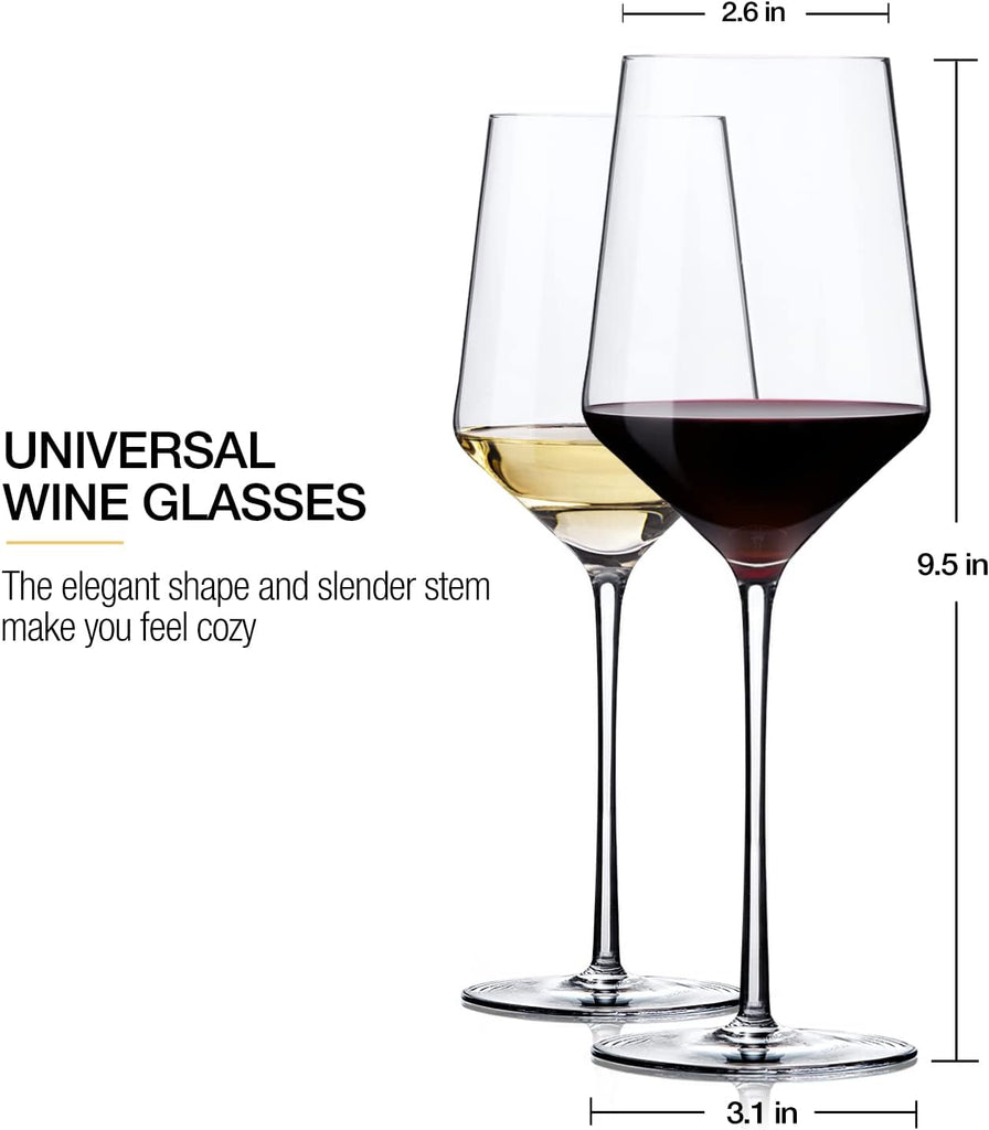 White Wine Glasses Set of 4- Modern Crystal Hand Blown Wine Glass-15 oz,Thin Rim,Long Stem,Perfect for Red or
