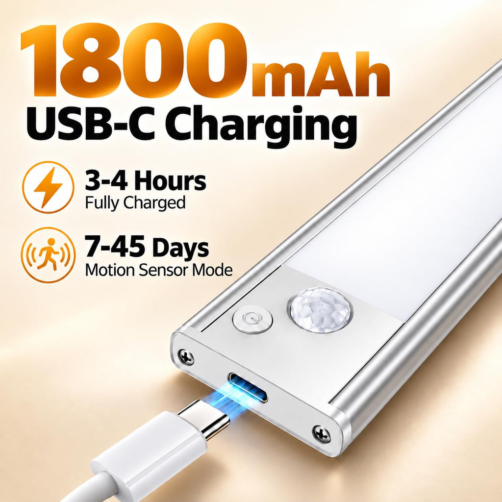 Under Cabinet Lighting, 10in Rechargeable Motion Sensor Lights 3pc