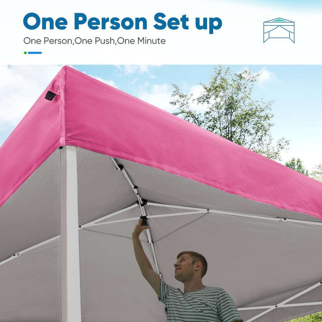 Easy Pop up Canopy Tent 10'x10' with 4 Detachable Window Sidewalls, One Person Setup