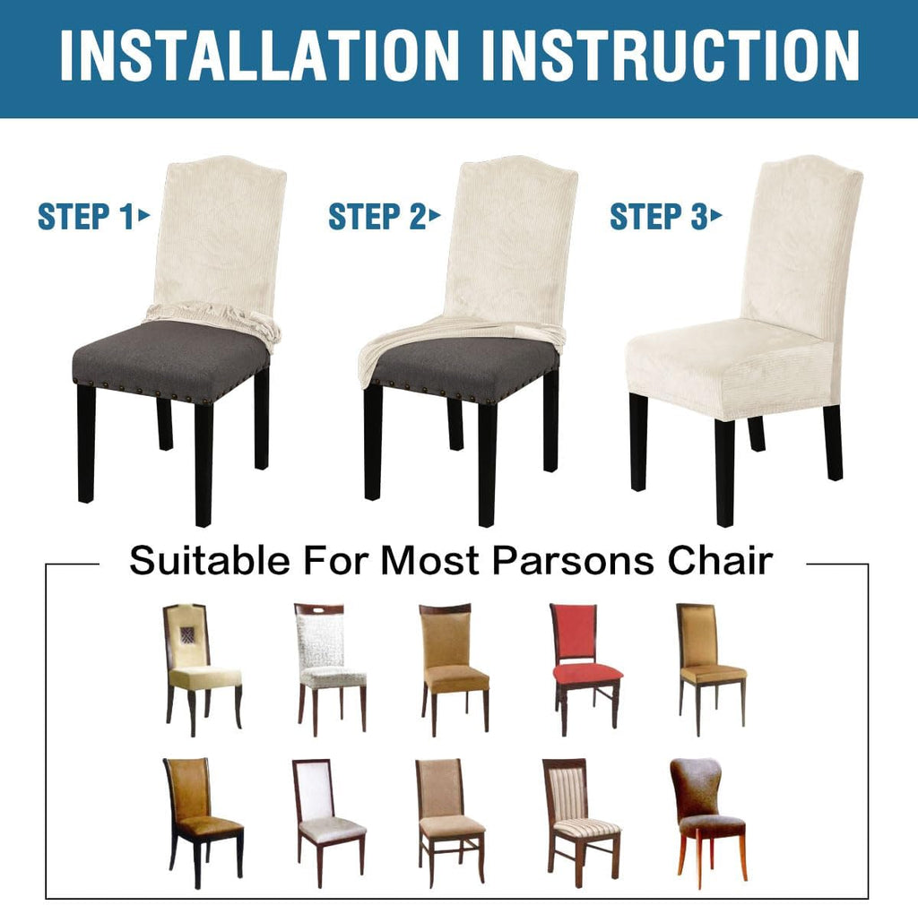 Velvet Dining Chair Covers Stretch Chair Covers for Dining Room Set of 4 Parson Chair Slipcovers
