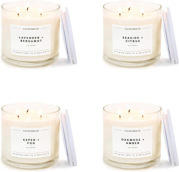 Everyday 3 Wick Scented Candle Gift Set - 4 Luxury Scented Candles - 43 Hour Burn - 3 Wick Clean Soy Wax Candles