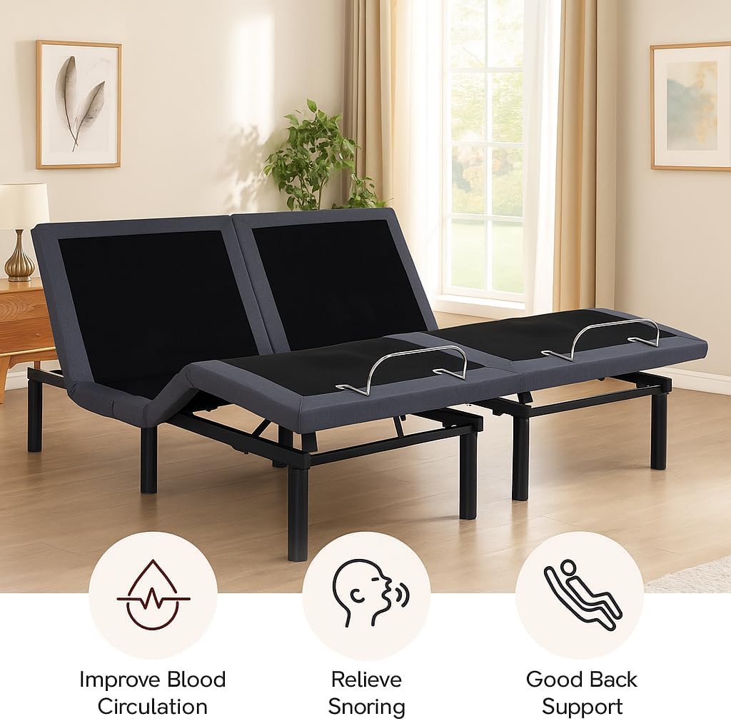 Idealbase Split King Adjustable Bed Base with Massage