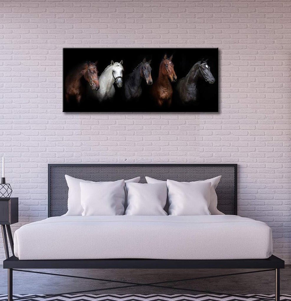 Large Animal Canvas Wall Art Black and White Horse Picture Prints Inspirational Horses Wall Decor Living Room Modern