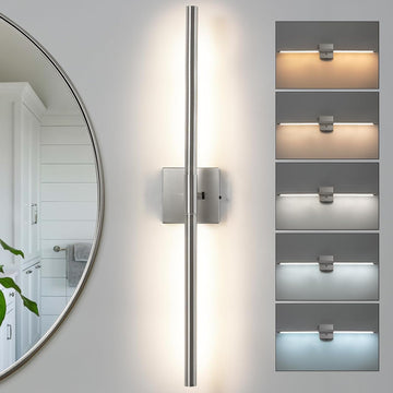 Brushed Nickel Vanity Light Fixtures Over Mirror 30 inch LED Bath Sconces IP44 5CCT Adjustable Morden Picture Lights