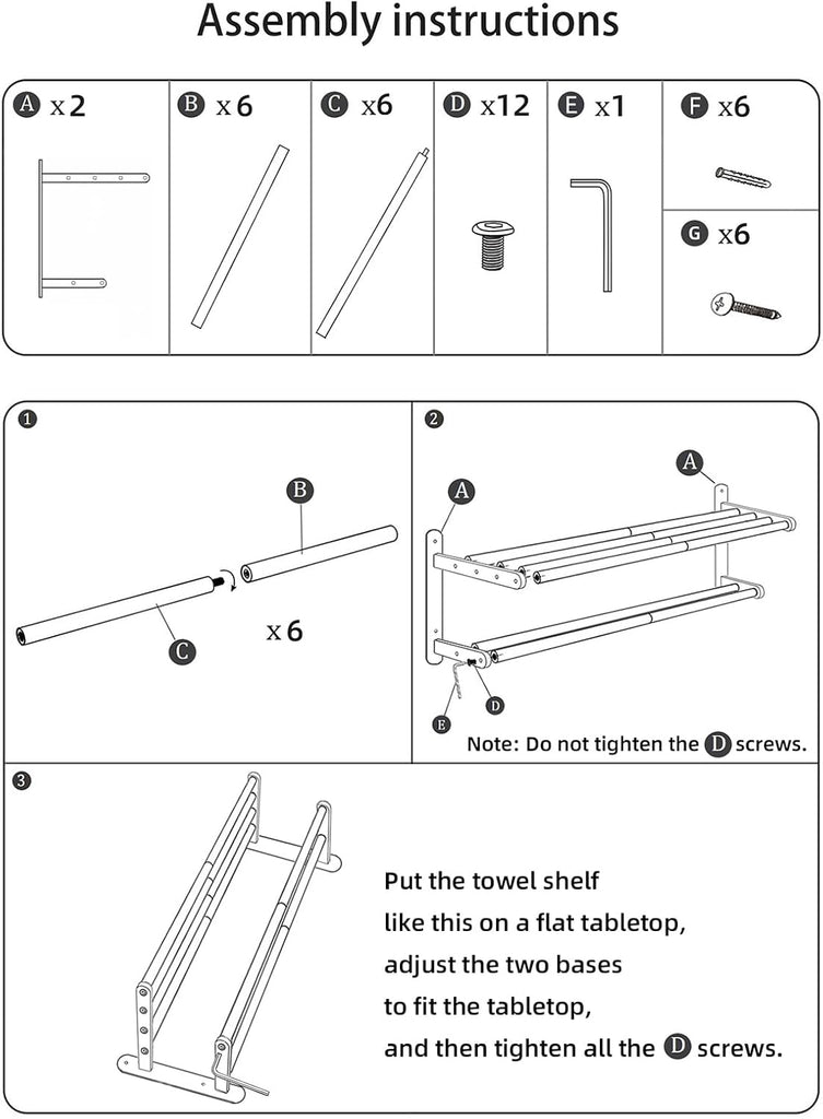 Towel Racks - 24 in Bath Towel Shelf with Double Towel Bar, Stainless Steel Towel Storage for Lavatory Wall Mounted