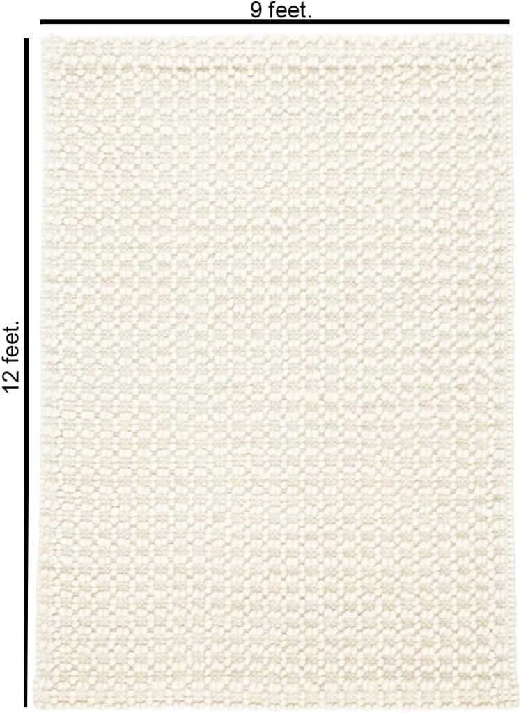Handwoven Wool Area Rug - Hand Woven Natural Rugs- (Ivory- 9'x12')