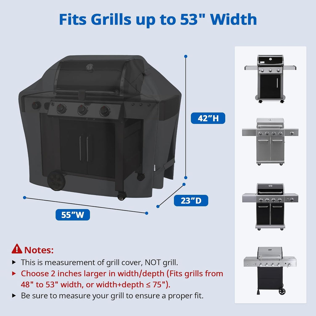 55 Inch Grill Cover Grill Heavy Duty Waterproof, Black