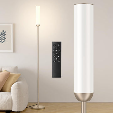 LED Floor Lamp with Remote Control, Foot Switch, Champagne Gold
