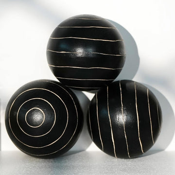 Decorative Orbs for Bowls and Vases, Circle Pattern, 4 inch Resin Round Sphere Balls, Set of 3, Living Room Coffee