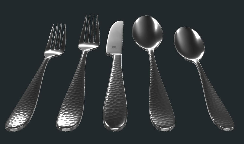 Hammered Silverware Set | Premium 18/10 Stainless Steel Flatware Service for 6 | Heavy-Duty & Dishwasher Safe | Built