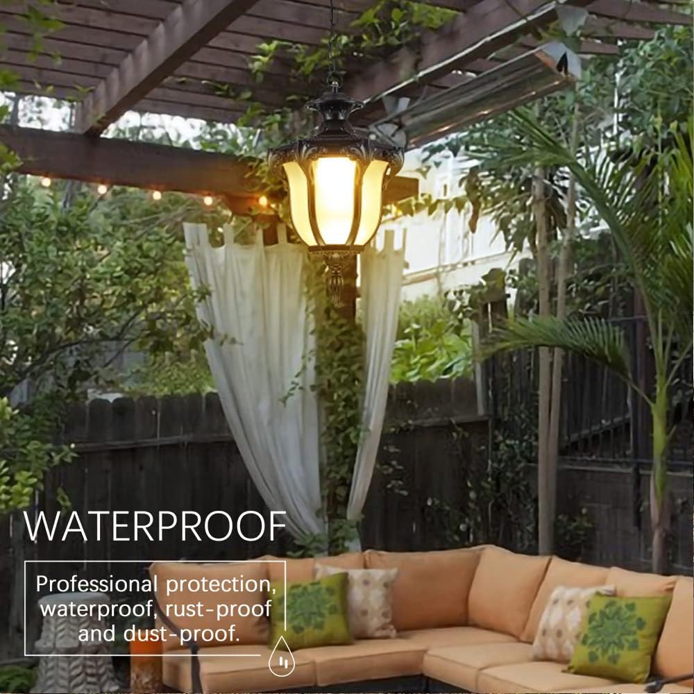 Victorian E26 Exterior Aluminum Ceiling Pendant Light American Outdoor Waterproof Chandelier European Garden Corridor