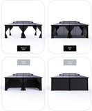 GarveeLife Hardtop Gazebo 12 ft x20 ft for All Weather, Double Polycarbonate Sheets Roof, Aluminum Alloy Frame, Net