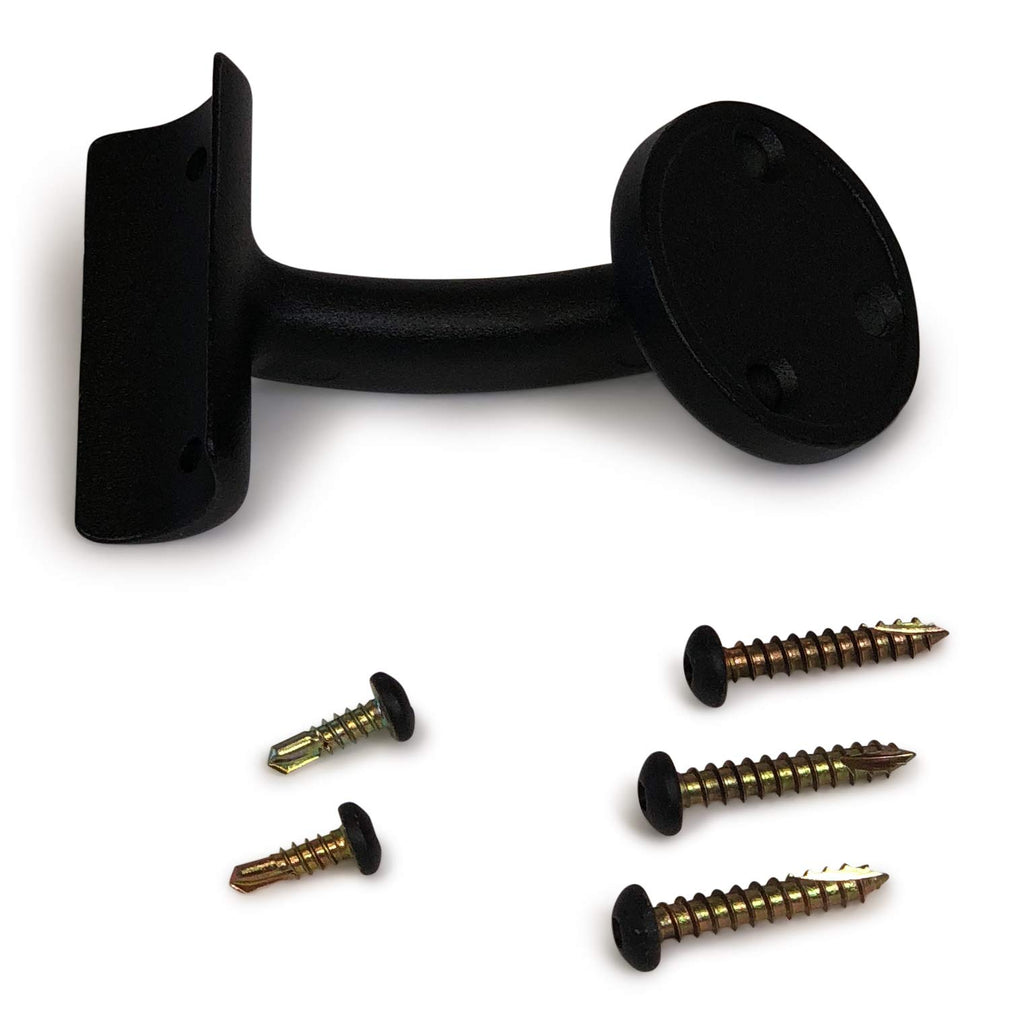 CHR 4' Handrail Section with Returns - Texture Black - Easy to Install Stair Hand Rails - USA Made, ADA Compliant