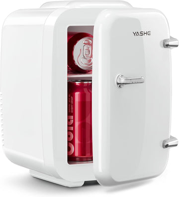 Mini Fridge, 4 Liter/6 Can Mini Makeup Fridge, 110V AC/ 12V DC Portable Thermoelectric Cooler&Warmer for Skincare