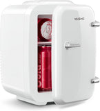 Mini Fridge, 4 Liter/6 Can Mini Makeup Fridge, 110V AC/ 12V DC Portable Thermoelectric Cooler&Warmer for Skincare